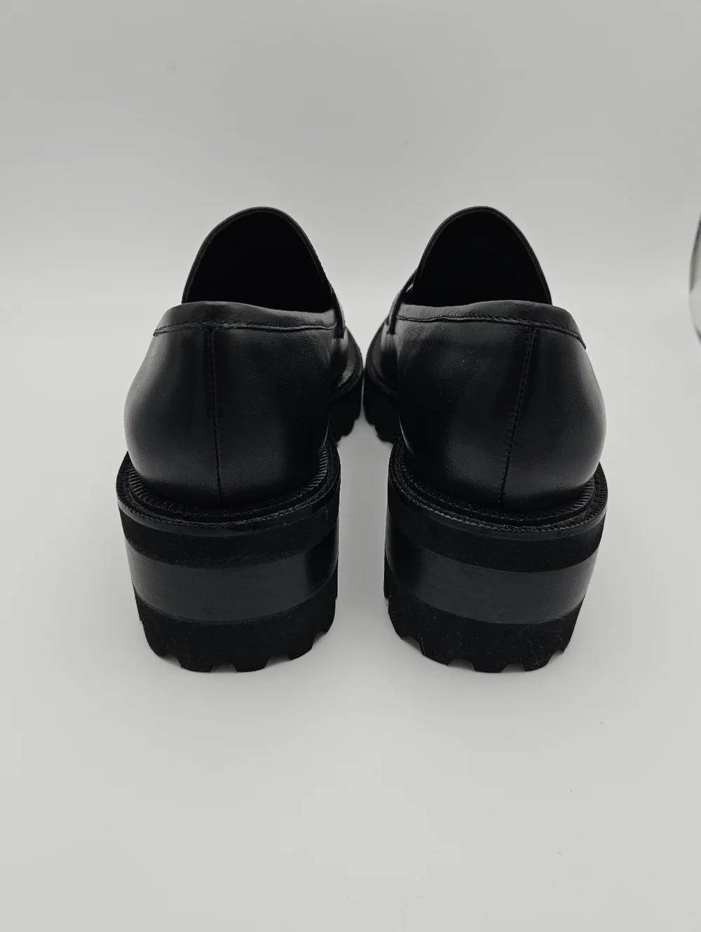 Aerosoles Ronnie lug heeled loafer black leather size 7.5